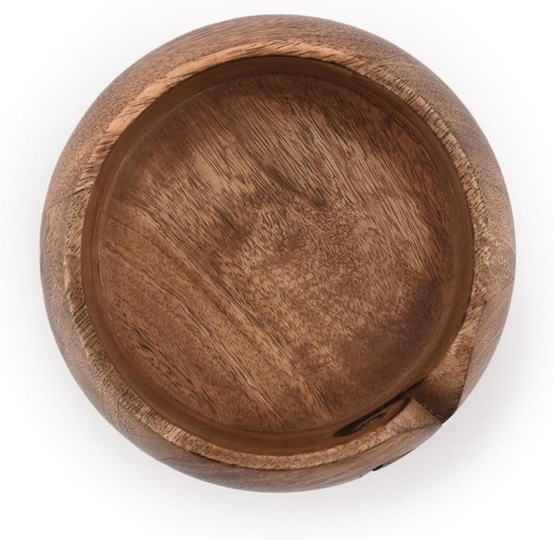 NIRMAN Wooden Yarn Bowl Hand Made by Indian Artisans with Premium Mango Wood for Knitting and Crochet (6" x 6" x 3'') - Image 4