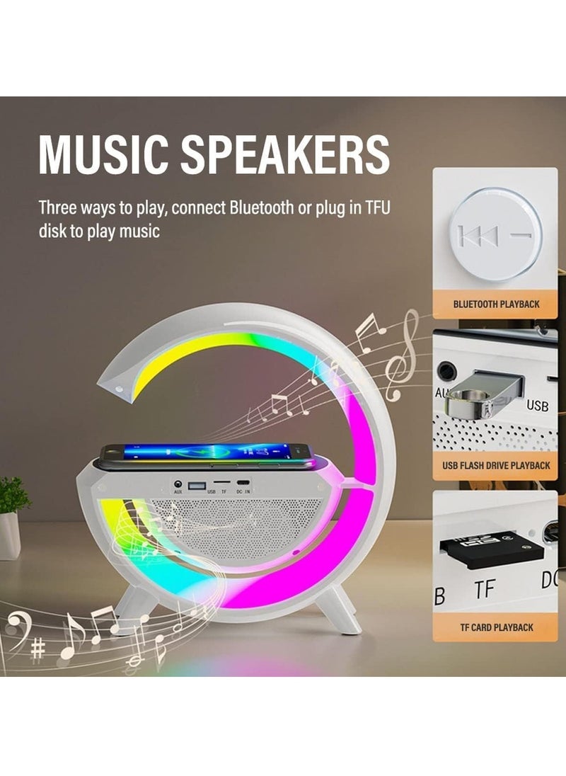MARK STORE - Bluetooth speaker, Wireless Charger Ambient Light, LED Smart Table Lamp, RGB Color Changing Atmosphere Lamp, Dimmable Night Light with Music Sync, Smart Mood Light for Bedroom - Image 1