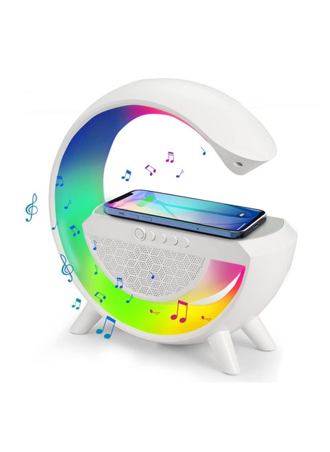 Bluetooth speaker, Wireless Charger Ambient Light, LED Smart Table Lamp, RGB Color Changing Atmosphere Lamp, Dimmable Night Light with Music Sync, Smart Mood Light for Bedroom