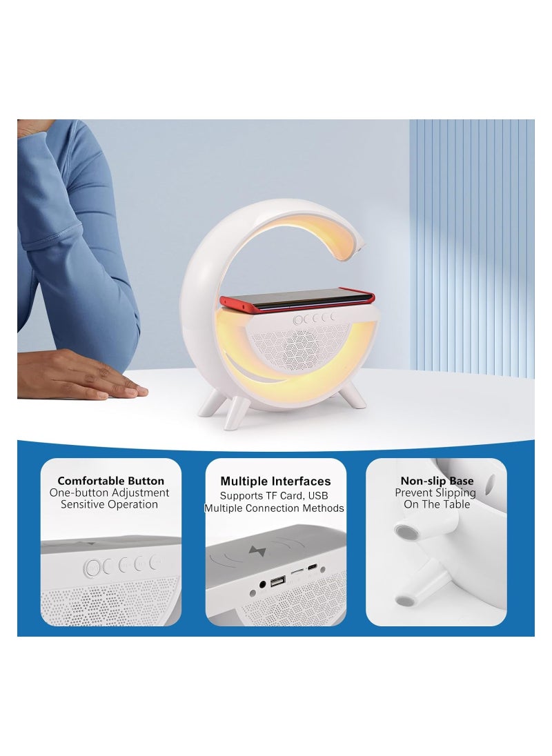 MARK STORE - Bluetooth speaker, Wireless Charger Ambient Light, LED Smart Table Lamp, RGB Color Changing Atmosphere Lamp, Dimmable Night Light with Music Sync, Smart Mood Light for Bedroom - Image 1