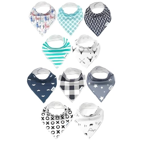 KiddyStar Double Layer Bandana Bibs - Thick, Multi Snaps, Organic Cotton - Soft & Absorbent - For Drooling, Teething, Feeding - Image 1