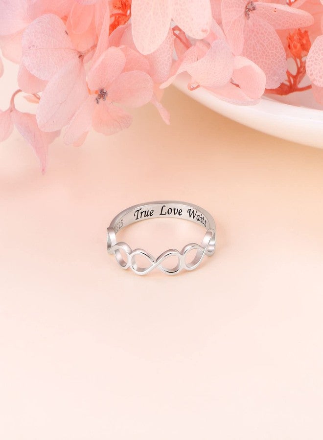 DAOCHONG Sterling Silver True Love Waits Ring Simple Infinity Ring Eternity Ring for Women Wife Size 7 - Image 3