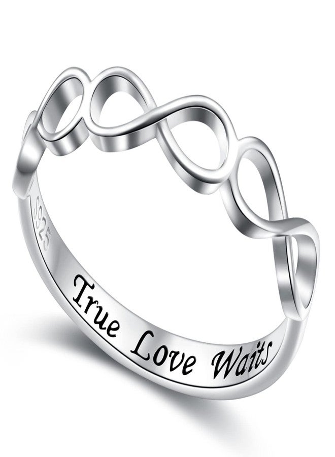DAOCHONG Sterling Silver True Love Waits Ring Simple Infinity Ring Eternity Ring for Women Wife Size 7 - Image 1