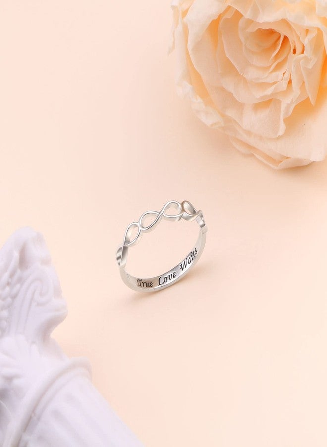DAOCHONG Sterling Silver True Love Waits Ring Simple Infinity Ring Eternity Ring for Women Wife Size 7 - Image 4