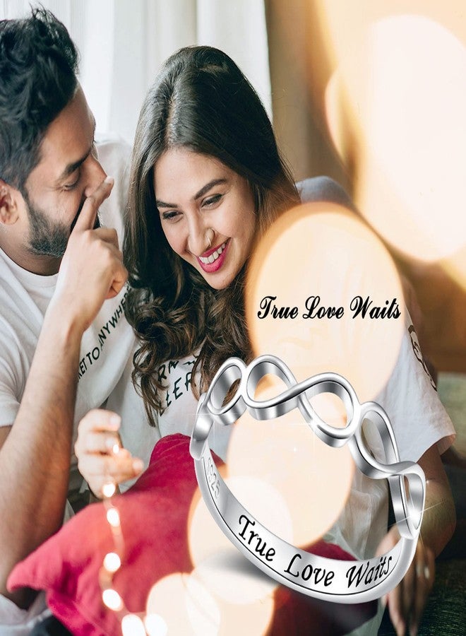DAOCHONG Sterling Silver True Love Waits Ring Simple Infinity Ring Eternity Ring for Women Wife Size 7 - Image 2