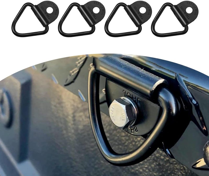 Generic cerfioo Pack-4 Car V-Shape Ring Tie Down Anchor, 2.3" x 2.2" Multi-Purpose Vehicle Rail Accessories, Heavy Duty Truck Bed Tie Down Accessories Replacements, Universal for Cars Trailers (Black) - Image 1