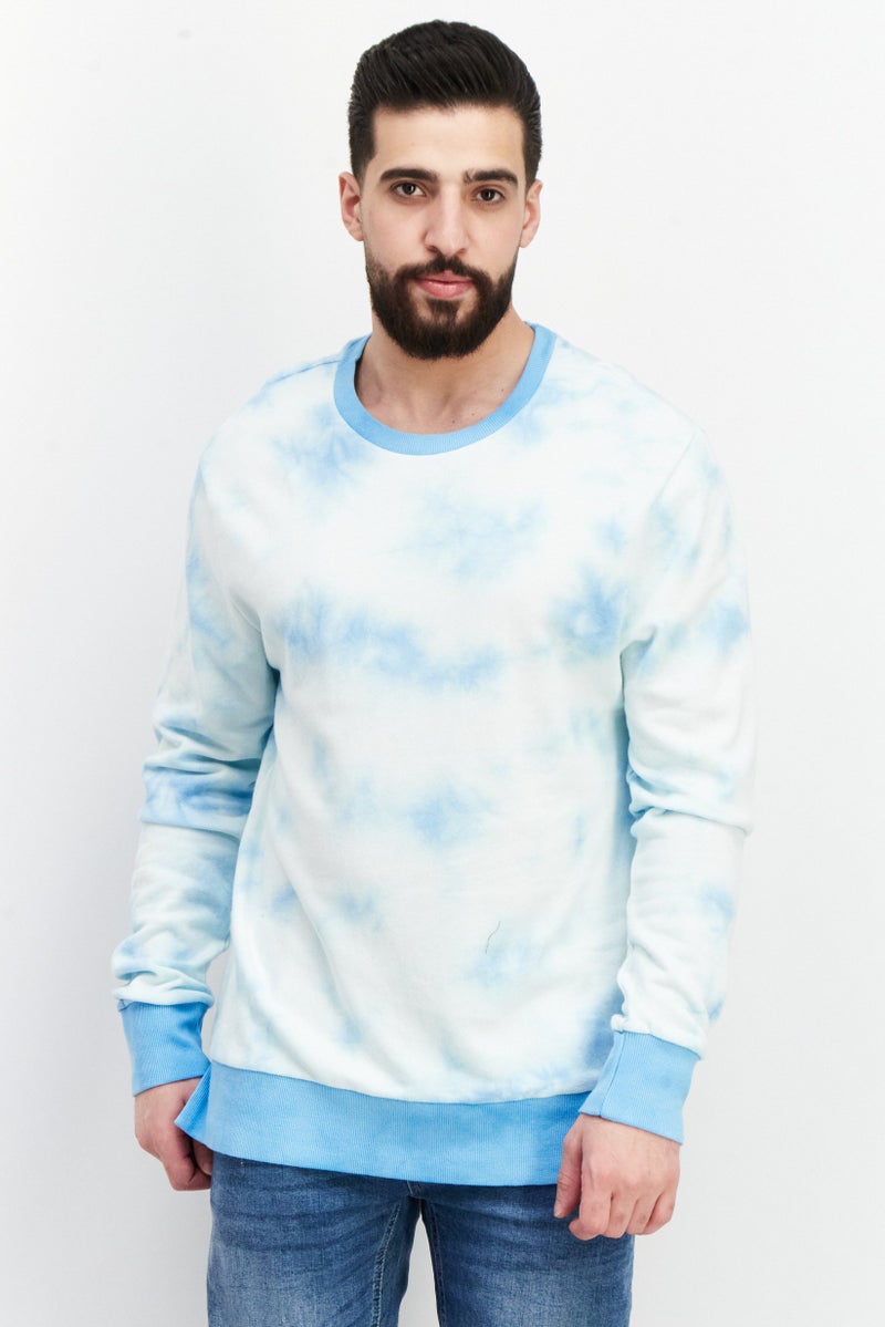 Mister Men Crew Neck Long Sleeves Tie Dye Sweatshirt, Blue - Image 1