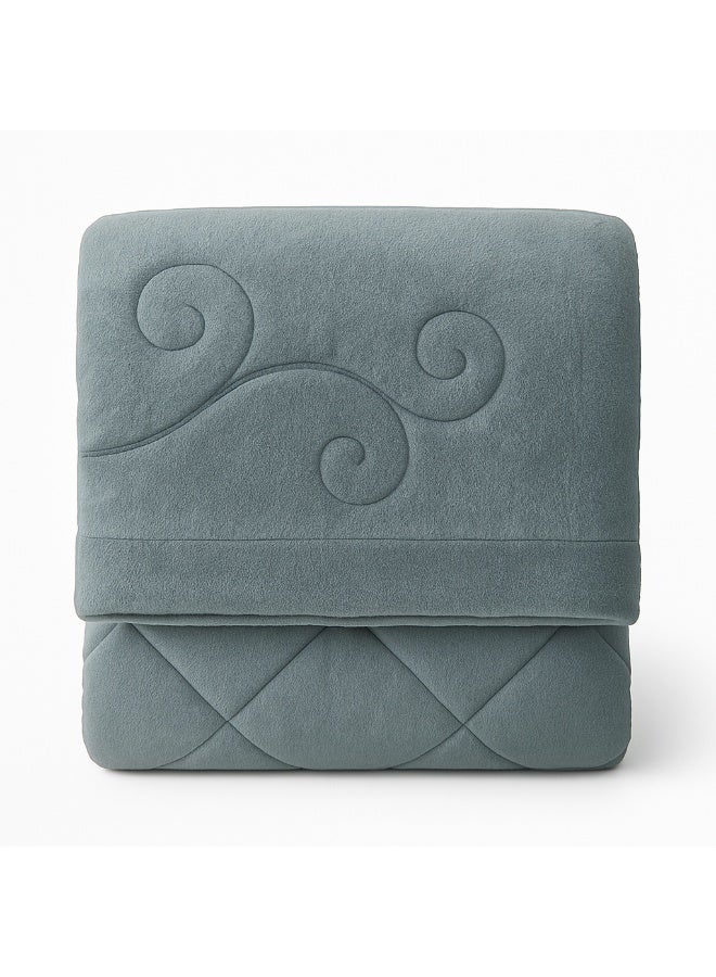 مينج لي مفرش شتوي نفر ونص نظام وجهين (مخمل × فرو) – طقم مفارش 4 قطع يشمل لحاف، شرشف مطاطي، غطاء وسادة وغطاء مخدة، يناسب سرير مقاس 140×200 سم - Image 4