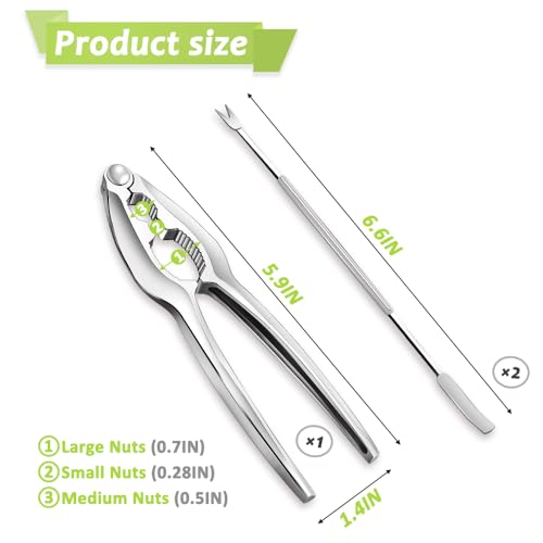 Vicsamer 3 PCS Lobster Crackers and Picks Set, Stainless Steel Crab Leg Tools, including 1 Lobster Cracker and 2 Forks, Heavy Duty Shellfish Nut Cracker Set, Seafood Tools for King Crab Legs Shellfish Claw - Image 2