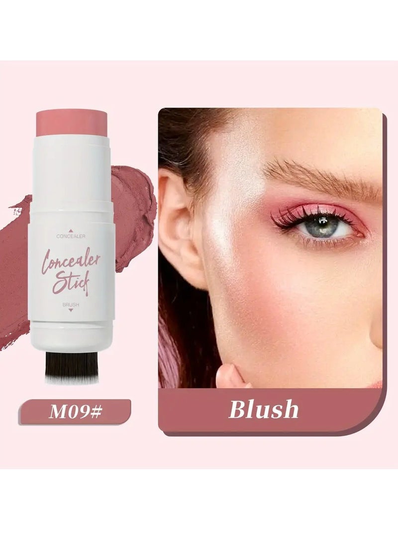 HelloKiss عصا خافي العيوب مع رأس فرشاة بلشر مكياج عصا بلشر كريمي طويلة الأمد مقاومة للماء لعصا خافي العيوب وإضاءة خافي العيوب كونتور هايلايتر عصا 09 - Image 2