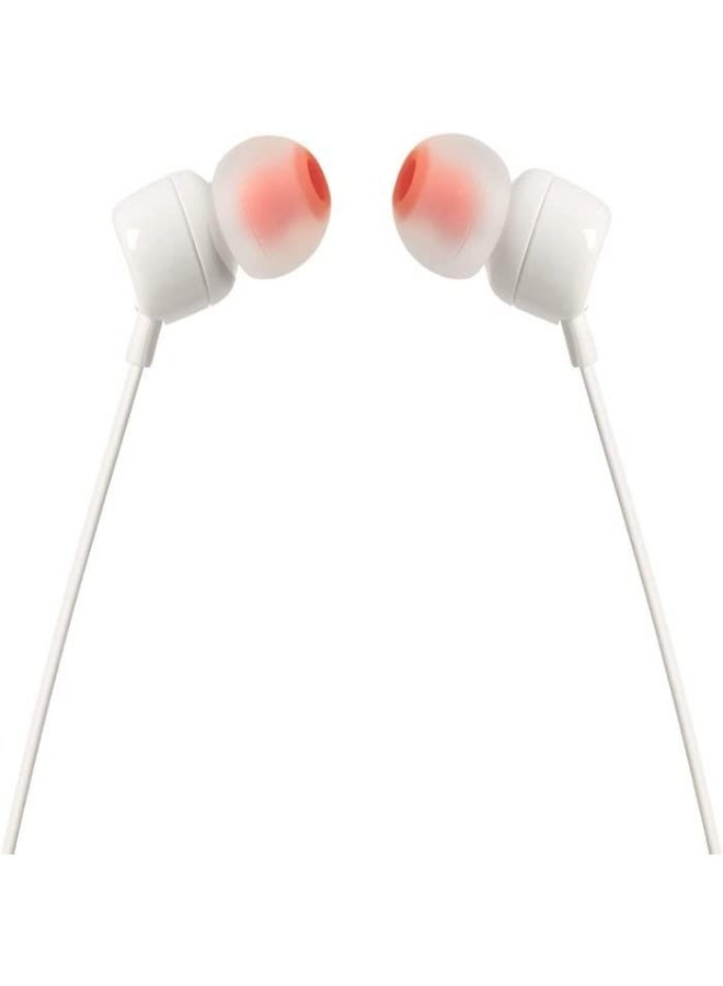 JB Collection JBL Tune 110 by Harman in-Ear Headphones with Mic (White) - Image 2