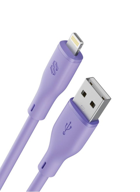 Moxedo CavoX Pro USB-A to Lightning Silicone Cable 2.4A Fast Charge and Data Sync Compatible for iPhone 14/14Pro/13/13Pro/12/11/11Pro/11Max/ X/XS/XR/XS Max/8, iPad (Purple, 1.2m)