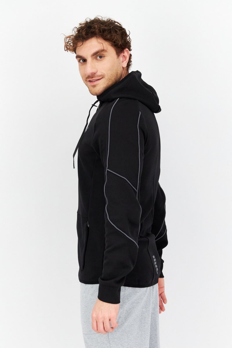 FILA Men Sportswear Fit Hooded Brand Logo Outdoor Hoodies, Black - Image 4