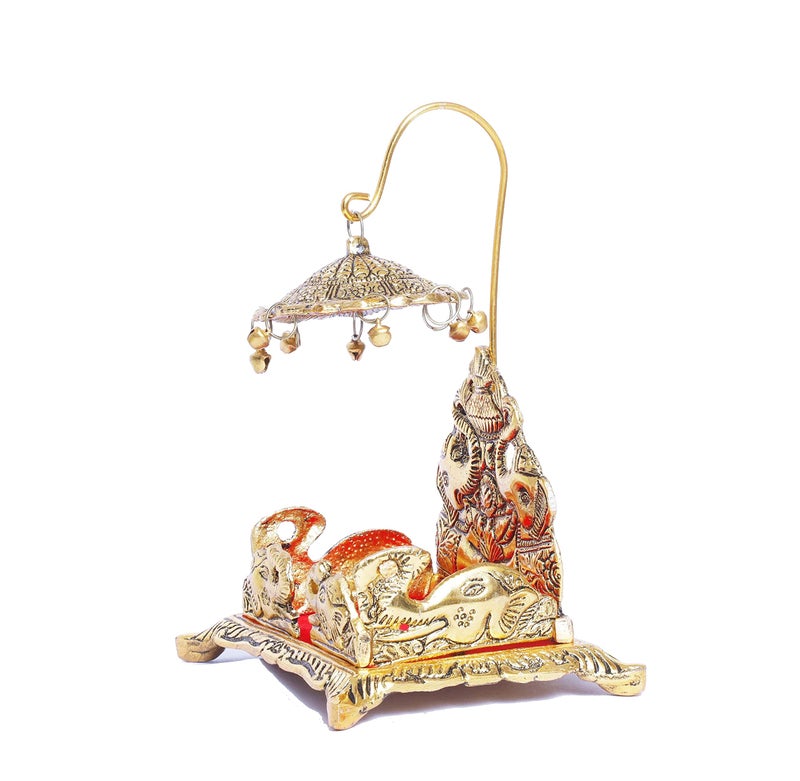 KridayKraft Metal Ladoo Gopal Singhasan Krishna Idol Accessories,Singhasan for Laddu Gopal Pooja,Decorative Showpiece Figurines,Religious Idol,Diwali Gift Article... - Image 5