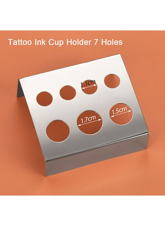 Generic Tattoo Ink Cup Holder 7 Holes Stainless Steel Tattoo Pigment Caps Holder  for Permanent Makeup Tattoo Machine Kit  - Image 5