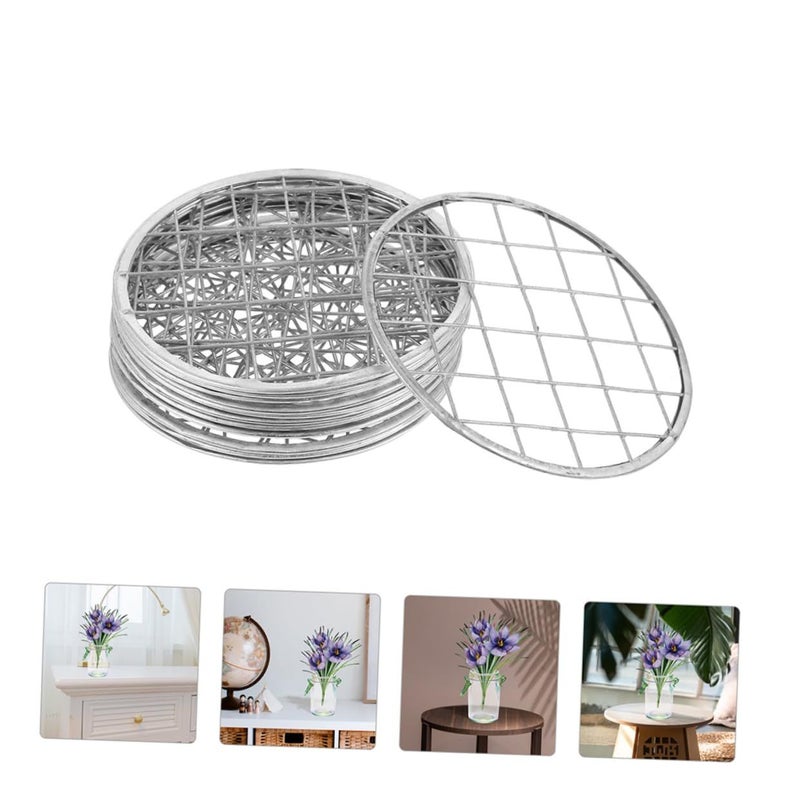 PRETYZOOM 4 Pack 56pcs Mason Jar Lid Floral Inserts Tinplate for Easy Arrangement - Image 3