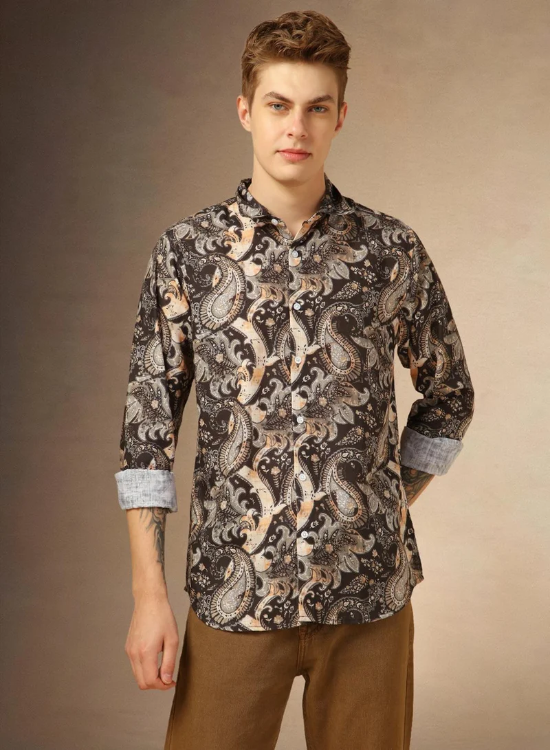 Dennis Lingo  Men's Multicoloured Cotton Blend Printed Button Down Shirt for Men | Best Price UAE