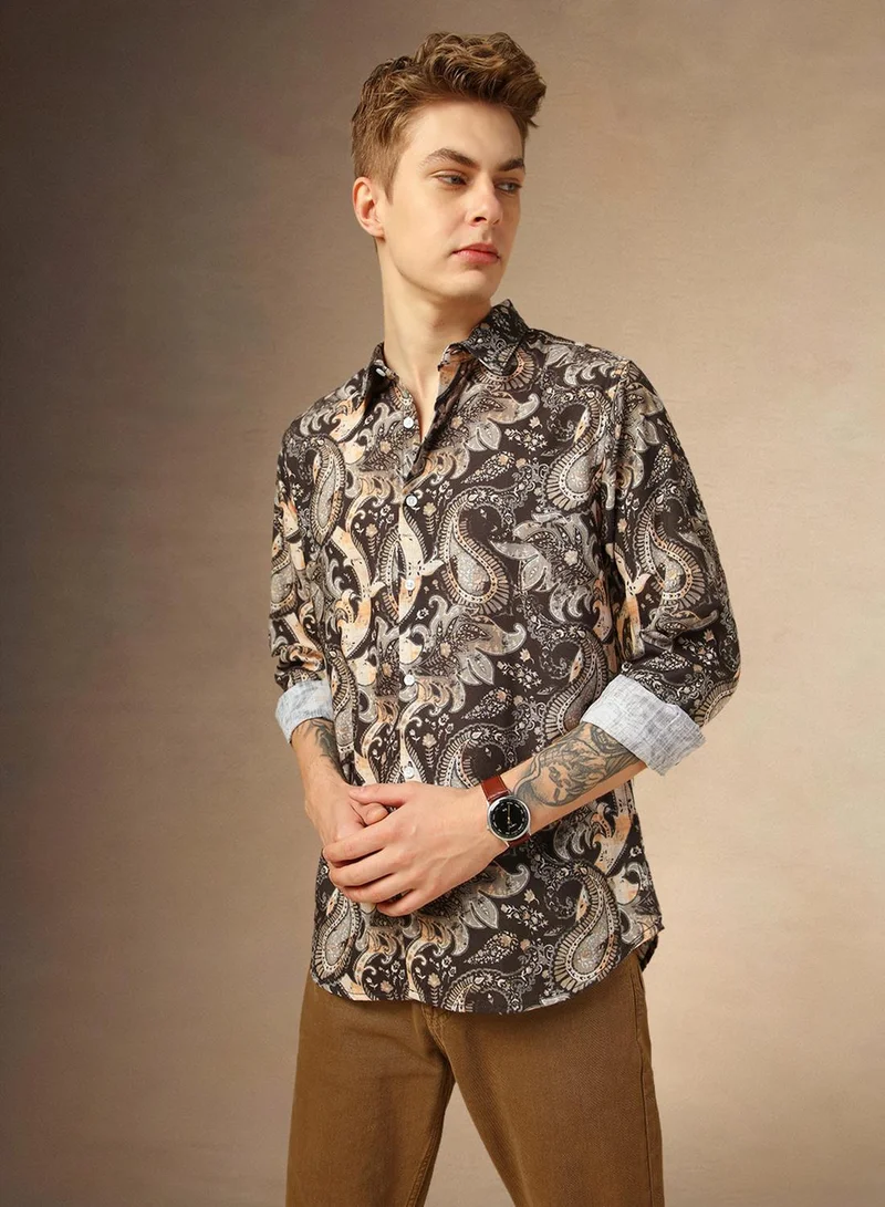 Men's Multicoloured Cotton Blend Printed Button Down Shirt