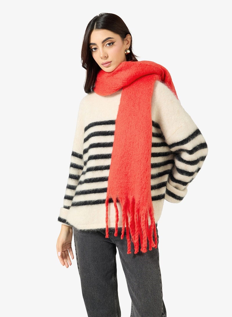 Ginger Soft Fluffy Tassel Scarf - Image 1