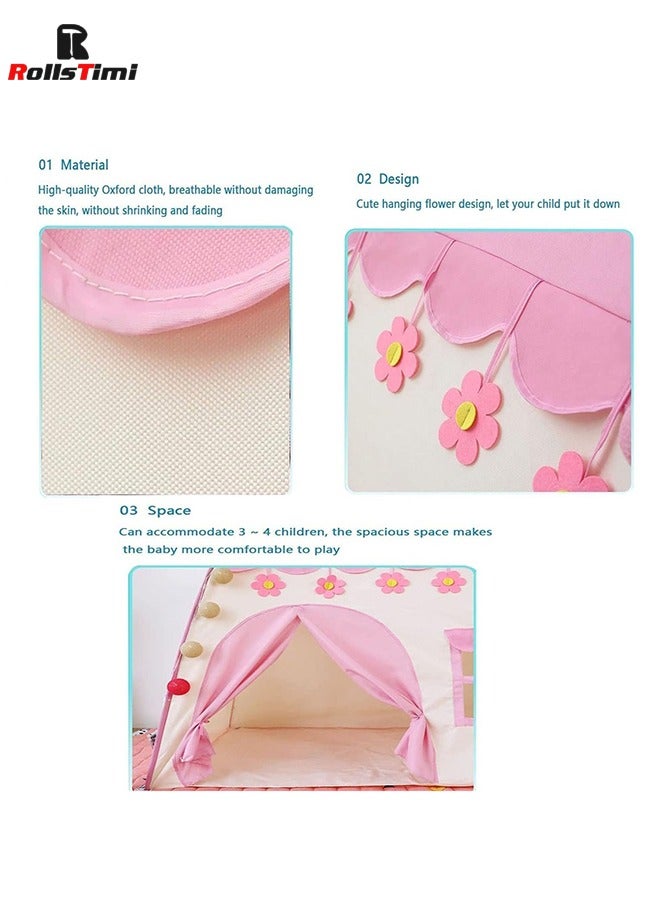 RollsTimi  Girls Princess Tent the Ultimate Indoor and Outdoor Playhouse for Kids Ideal Birthday Gift with Ball Light Flower Room - Image 5