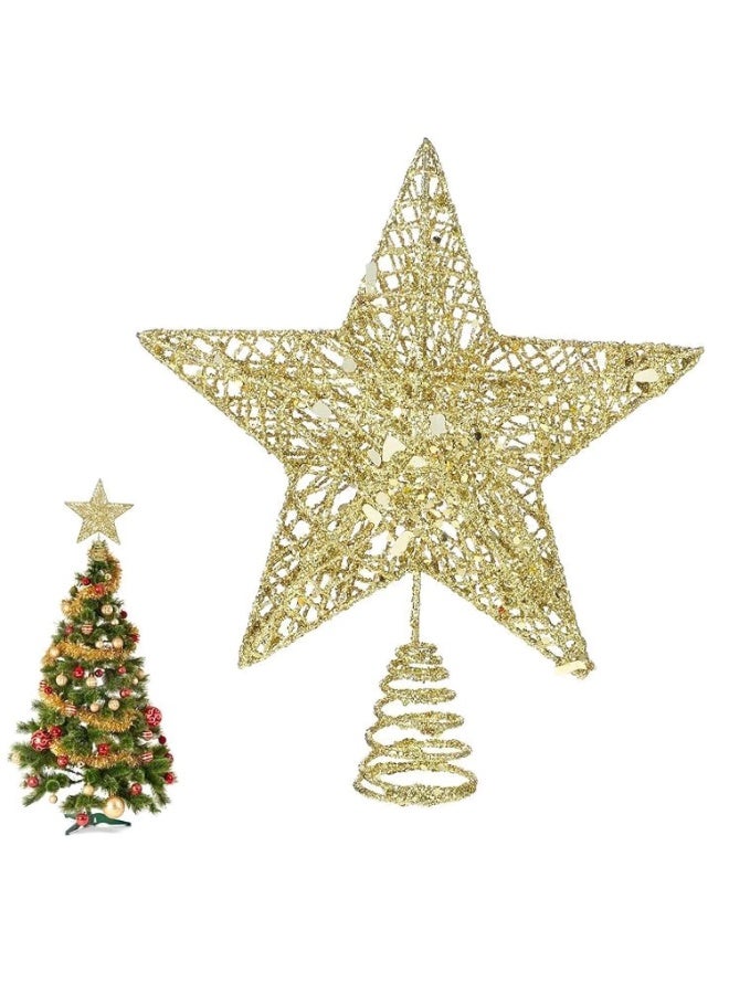 Concretization Glittering Hollow Small Star Christmas Tree Topper,Five-Pointed Star Christmas Tree Topper Ornament Suitable for DIY Crafts, Home Christmas Tree and Other Holiday Decorations (Gold) - Image 1
