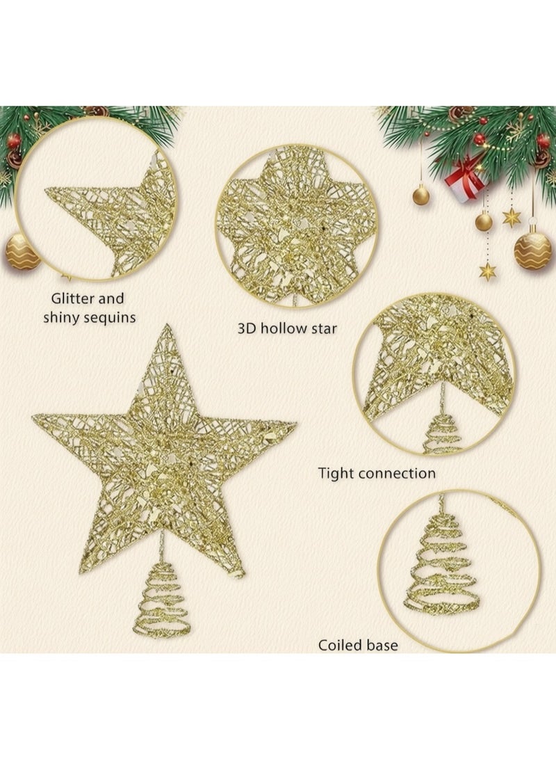 Concretization Glittering Hollow Small Star Christmas Tree Topper,Five-Pointed Star Christmas Tree Topper Ornament Suitable for DIY Crafts, Home Christmas Tree and Other Holiday Decorations (Gold) - Image 4