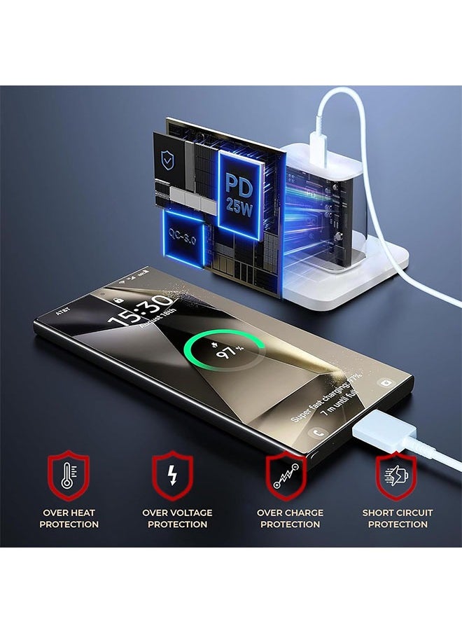 Generic Compatible With Samsung 3-Pin Super Fast Charging 25W Power Adapter Charger With Type-C Cable  - Image 2