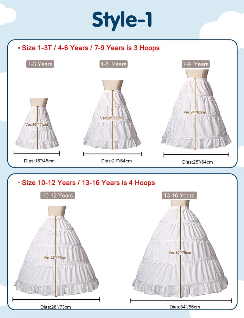BEAUTELICATE Girls Petticoat 100% Cotton Crinoline Underskirt for Kids Flower Dress Slips 3 4 Hoops,Style 1-light Ivory,27''length-Fits(6-8)Years - Image 4