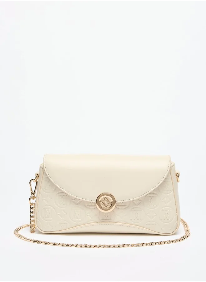 ELLE Women's Monogram Embossed Crossbody Bag with Detachable Chain Strap