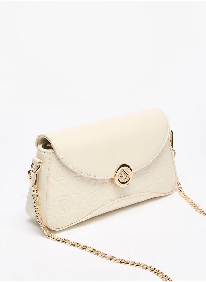 ايل Women's Monogram Embossed Crossbody Bag with Detachable Chain Strap