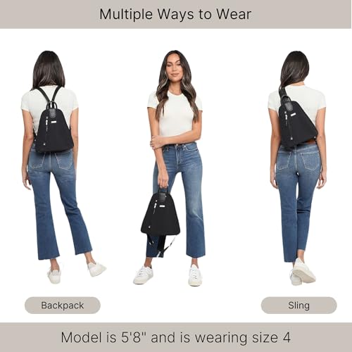 Baggallini Metro Backpack with RFID Phone Wristlet - 9x11 Convertible Sling Bag for Women with Adjustable Shoulder Straps - Image 5