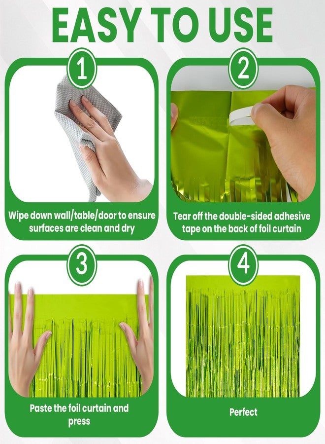 Vagilelf 2 Pack Lime Green Tinsel Foil Fringe Curtains 3.3’x6.6’, Margarita Party Decorations, Margs and Matrimony Bachelorette Party, Moo Moos and Margaritas Create Photo Booth & Entrance - Image 4