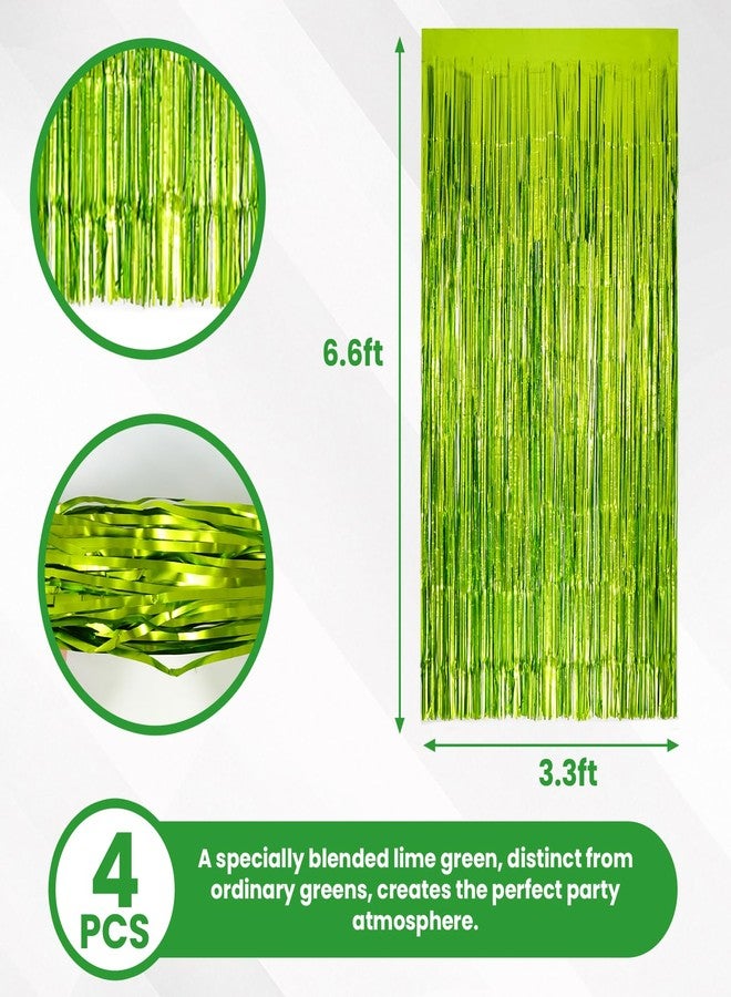 Vagilelf 2 Pack Lime Green Tinsel Foil Fringe Curtains 3.3’x6.6’, Margarita Party Decorations, Margs and Matrimony Bachelorette Party, Moo Moos and Margaritas Create Photo Booth & Entrance - Image 2