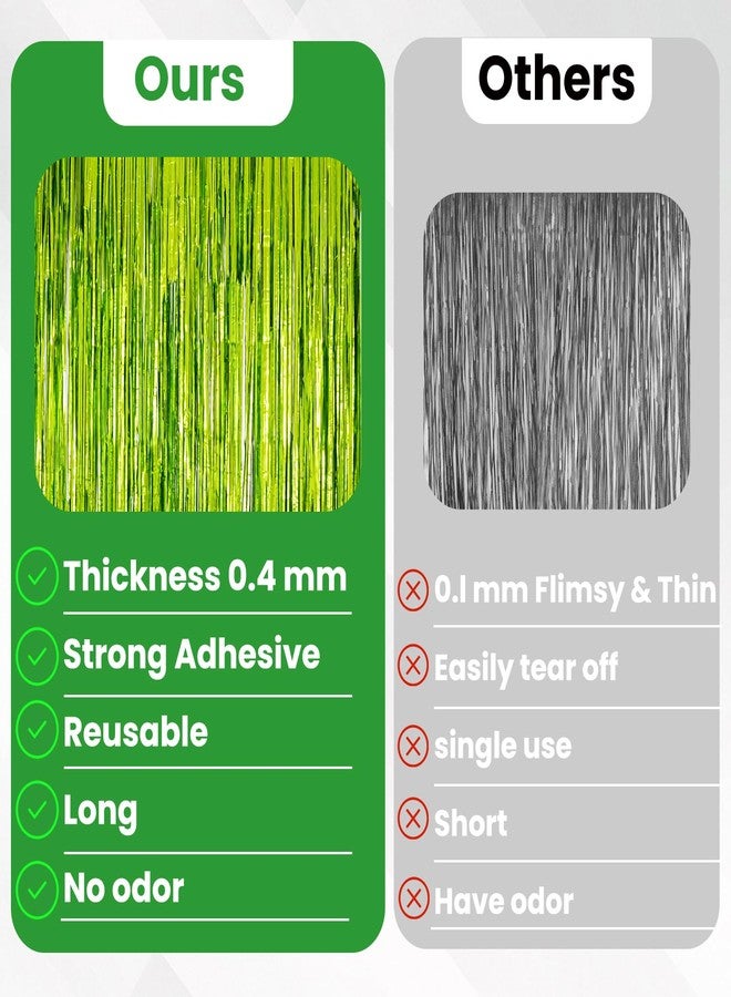 Vagilelf 2 Pack Lime Green Tinsel Foil Fringe Curtains 3.3’x6.6’, Margarita Party Decorations, Margs and Matrimony Bachelorette Party, Moo Moos and Margaritas Create Photo Booth & Entrance - Image 5