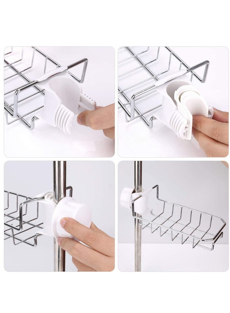Kitchen Faucet Sponge Holder, Drainer Caddy for Dishwashing, Stainless Steel Faucet Storage Rack Hanging, Shelf Soap Sponge Storage Rack Silver 1pc - Image 1