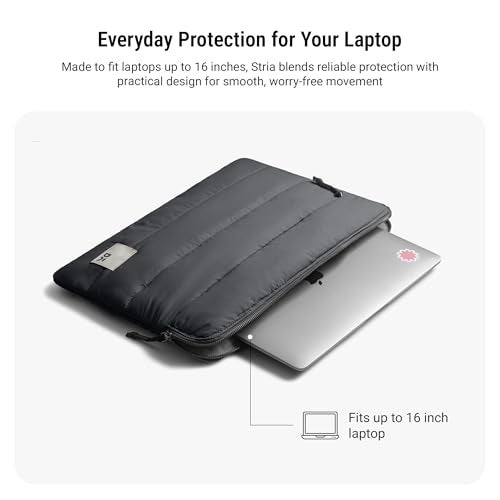 DailyObjects Medium Stria Portable Laptop Sleeve |Durable Polyester |Compatible with Laptop/MacBook Air/Pro Upto 14 Inch |Lightweight Water Resistant Fabric |Padded Compartment with Zip Closure- Grey - Image 2