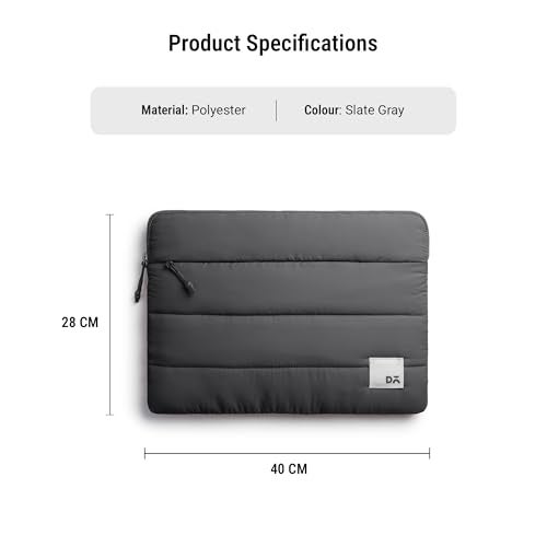 DailyObjects Medium Stria Portable Laptop Sleeve |Durable Polyester |Compatible with Laptop/MacBook Air/Pro Upto 14 Inch |Lightweight Water Resistant Fabric |Padded Compartment with Zip Closure- Grey - Image 3