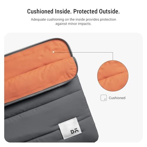 DailyObjects Medium Stria Portable Laptop Sleeve |Durable Polyester |Compatible with Laptop/MacBook Air/Pro Upto 14 Inch |Lightweight Water Resistant Fabric |Padded Compartment with Zip Closure- Grey - Image 5