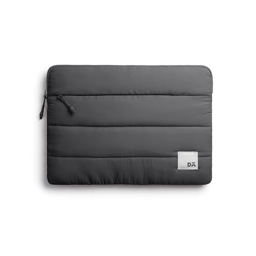 DailyObjects Medium Stria Portable Laptop Sleeve |Durable Polyester |Compatible with Laptop/MacBook Air/Pro Upto 14 Inch |Lightweight Water Resistant Fabric |Padded Compartment with Zip Closure- Grey - Image 1