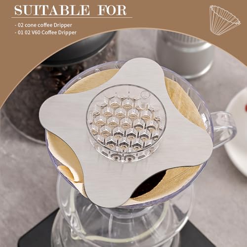 CAFEMASY Drip Assist Tool for Pour Over Coffee Dripper Clear Water Flow Control Dish with Metal Holder Compatible with V60 & Orea Coffee Dripper - Image 3