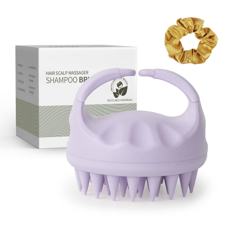 Sndyi Scalp Massager Shampoo Brush, Scalp Scrubber with Soft Silicone Bristles, Scalp Exfoliator for Dandruff Removal, Scalp Massager for Hair Growth, Wet Dry Hair Brush for Scalp Care, Taro Purple - Image 1
