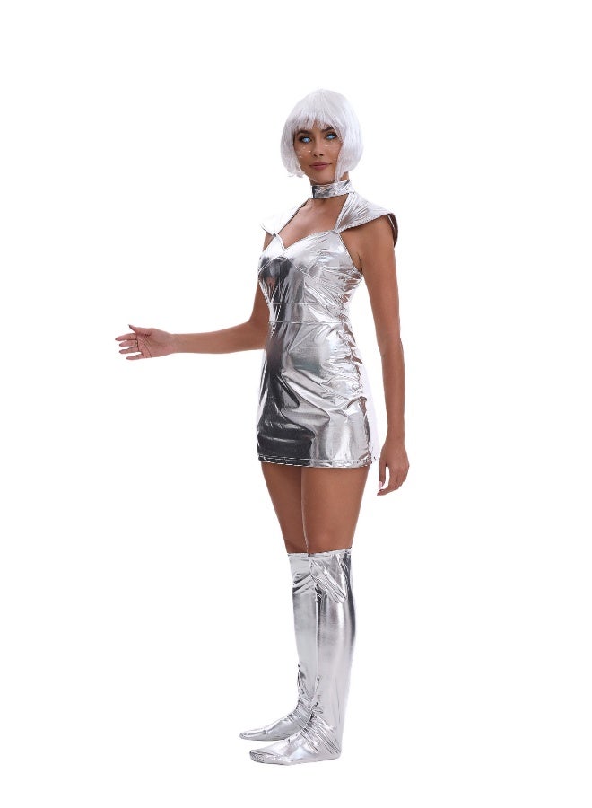 Mechanical Age Silver Space Suit - Halloween Planet Warrior Space Human Costume - Image 2