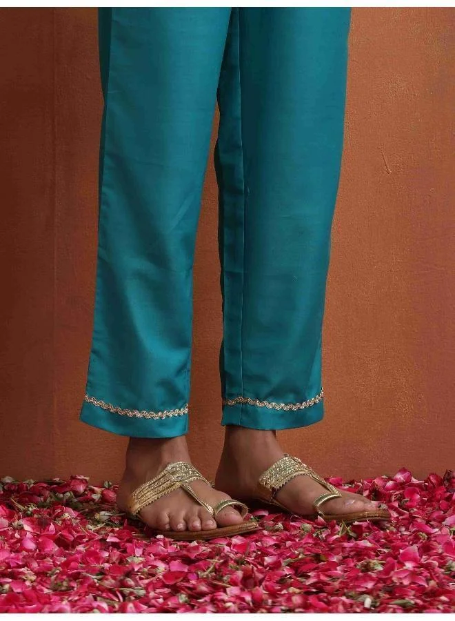 trueBrowns Purple Print A-line Kurta Set