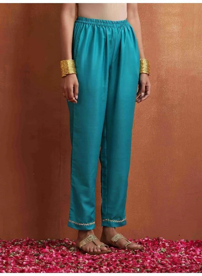 trueBrowns Purple Print A-line Kurta Set