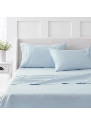 MARTHA STEWART 100% Cotton King Sheet Set - 4 Piece  Soft  Smooth  Durable  Easy Care  16"" Deep Pocket Sheet  Sateen Sheets  1 Flat  1 Fitted  2 Pillowcases  Light Blue - pzsku/Z35DE52DACA0F9DC507FBZ/45/1749650860/b48e6d65-27c3-4dbe-90a6-168fd48a39a7