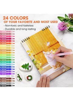 erorex Acrylic Paint Pens Markers 24 Color Waterproof Paint Pens For Rock Painting Stone Ceramic Glass Wood Fabric Water Based Quick Dry Non Toxic And No Odor  - Image 5