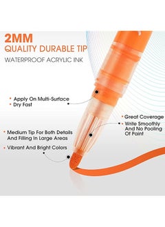 erorex Acrylic Paint Pens Markers 24 Color Waterproof Paint Pens For Rock Painting Stone Ceramic Glass Wood Fabric Water Based Quick Dry Non Toxic And No Odor  - Image 2