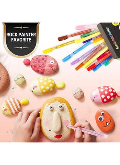 erorex Acrylic Paint Pens Markers 24 Color Waterproof Paint Pens For Rock Painting Stone Ceramic Glass Wood Fabric Water Based Quick Dry Non Toxic And No Odor  - Image 3