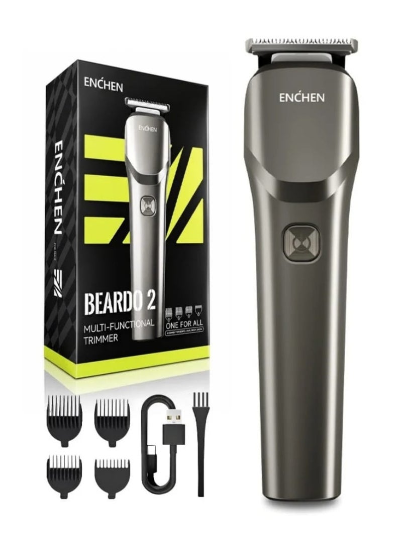 Enchen Beardo 2 Cordless Men's Hair Trimmer, 8000RPM Stainless Steel Blades, 1200mAh Rechargeable Battery, Type-C Fast Charge, LED Indicator & Travel Lock with 4 Guide Combs, Black - Image 1