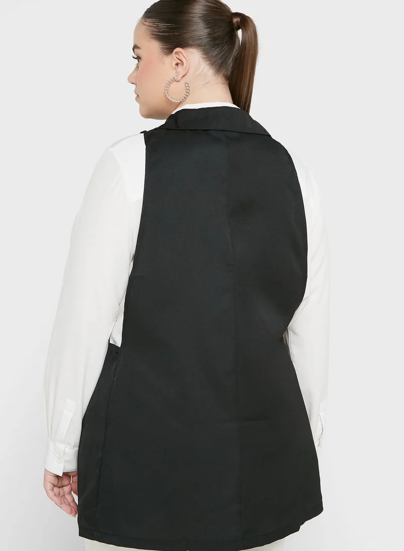 Ella Plus Button Down Pocket Detail Vest